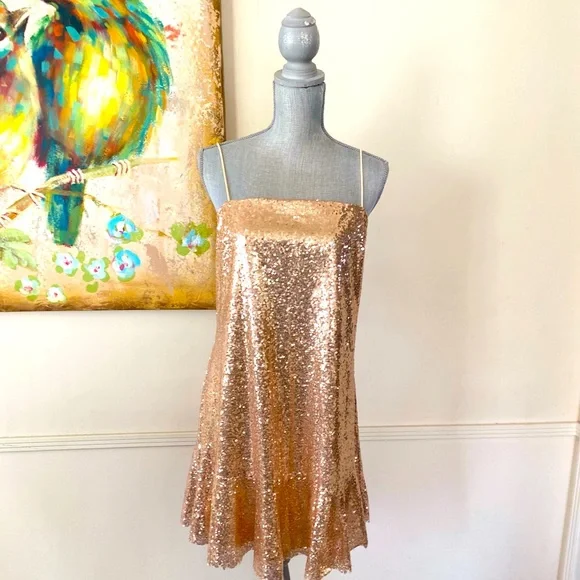 Showpo See The Way Slip Dress in Gold Sequin - Dresses